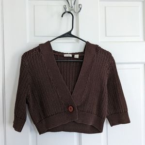 Halogen gently used, hooded brown cardigan